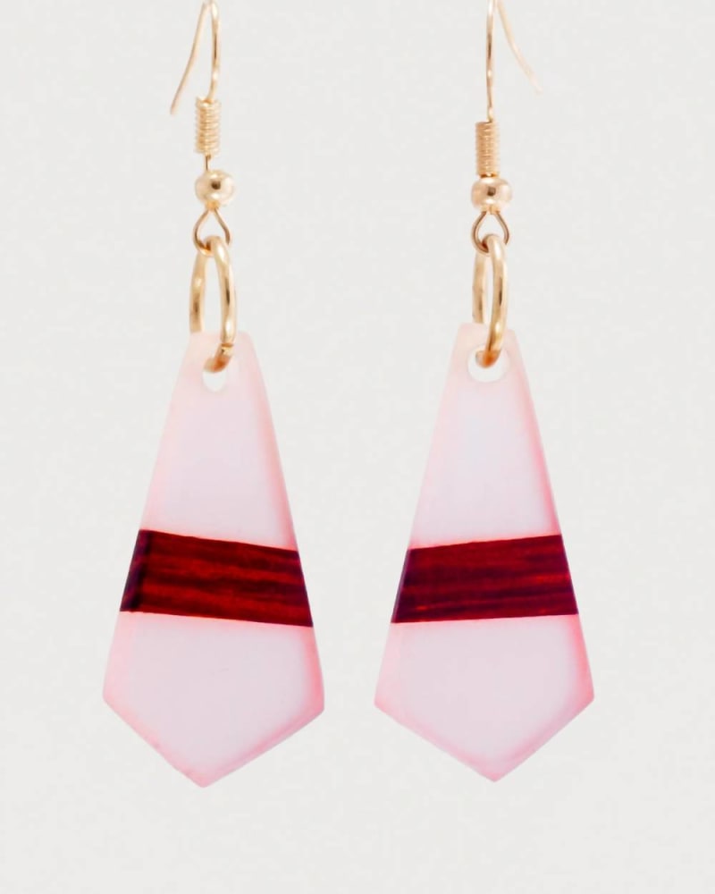 Front of a size O/S Women'S Happy Hour Earrings in Red in Red by Wooden Element. | dia_product_style_image_id:330939